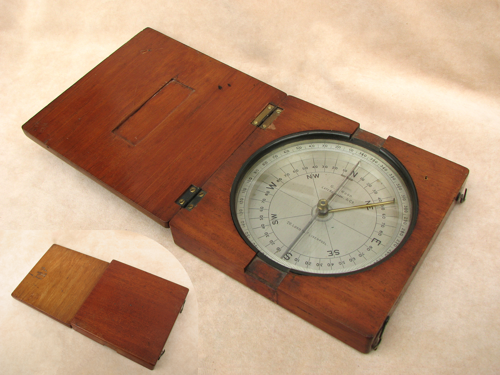 Large surveyors compass signed G.S.Wood. Late Abraham & Co